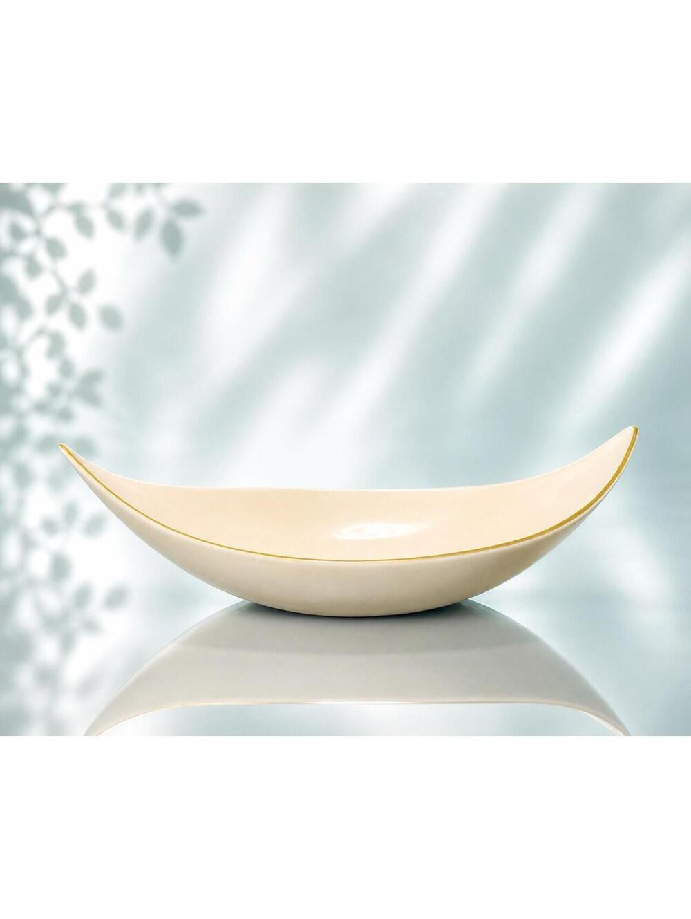 Lenox USA 1950s Olympia Gold Ivory Porcelain Gondola Boat Dish, 9x3”
